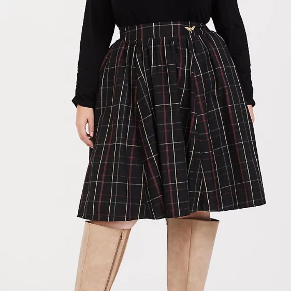 Plaid midi swing skirt - fantastic beasts
